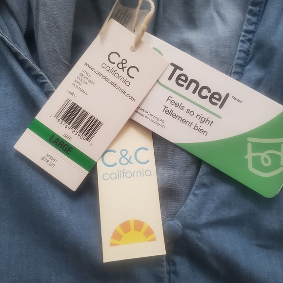 C&C California Denim Blue Midi Dress with Ruffle Details - Picture 7 of 7